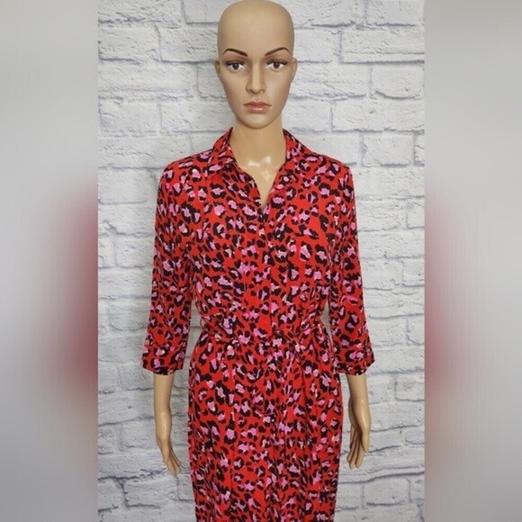 *NWT L'agence Stella Womens silk leopard print 3/4 sleeve shirt dress Sz XS - Picture 6 of 9